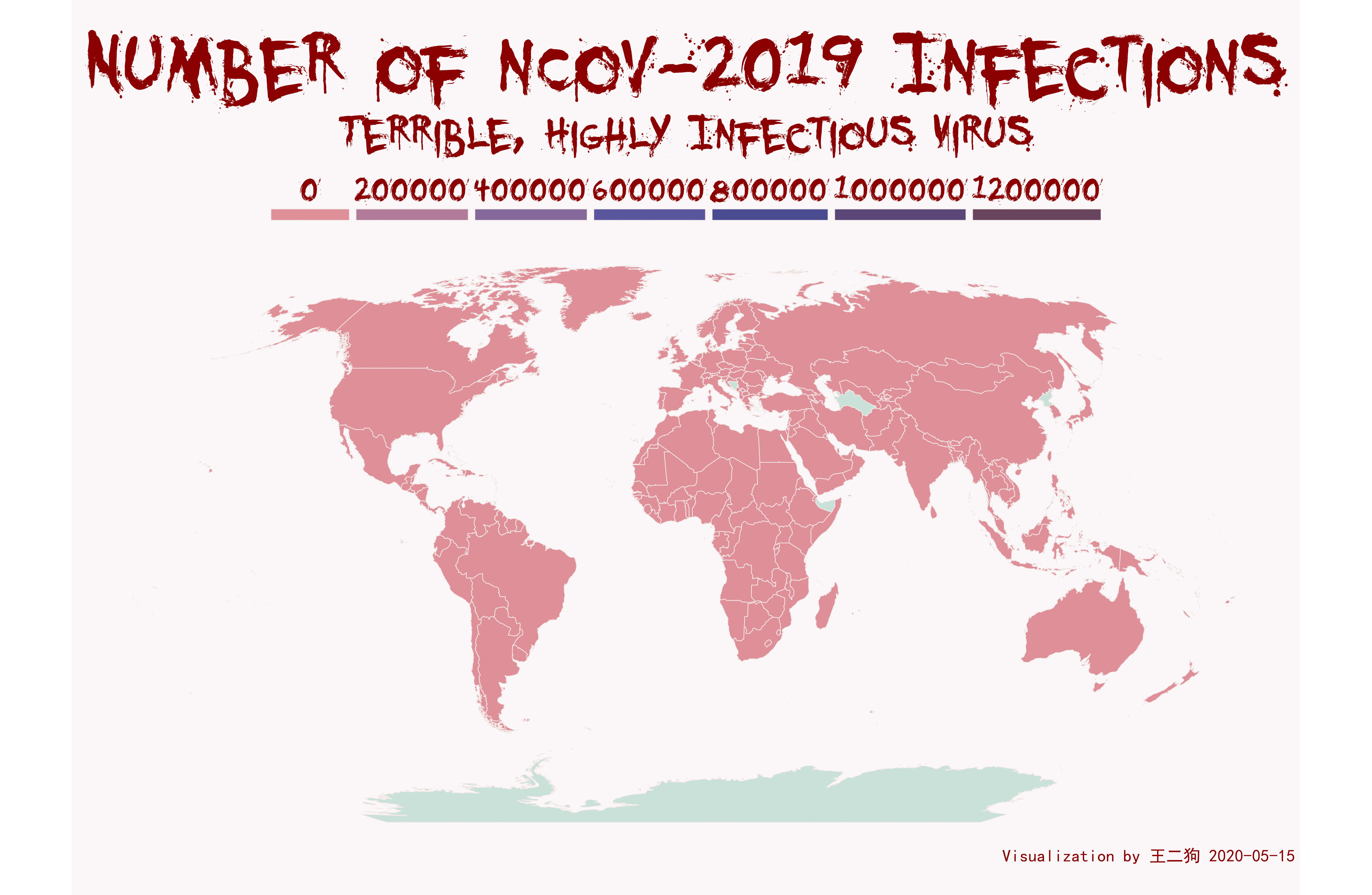 地图可视化-新冠肺炎全球感染人数
